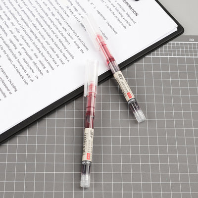 得力S856快干直液式走珠笔 0.5mm全针管商务办公中性笔 签字笔 12支/盒 红色（12盒组合装）