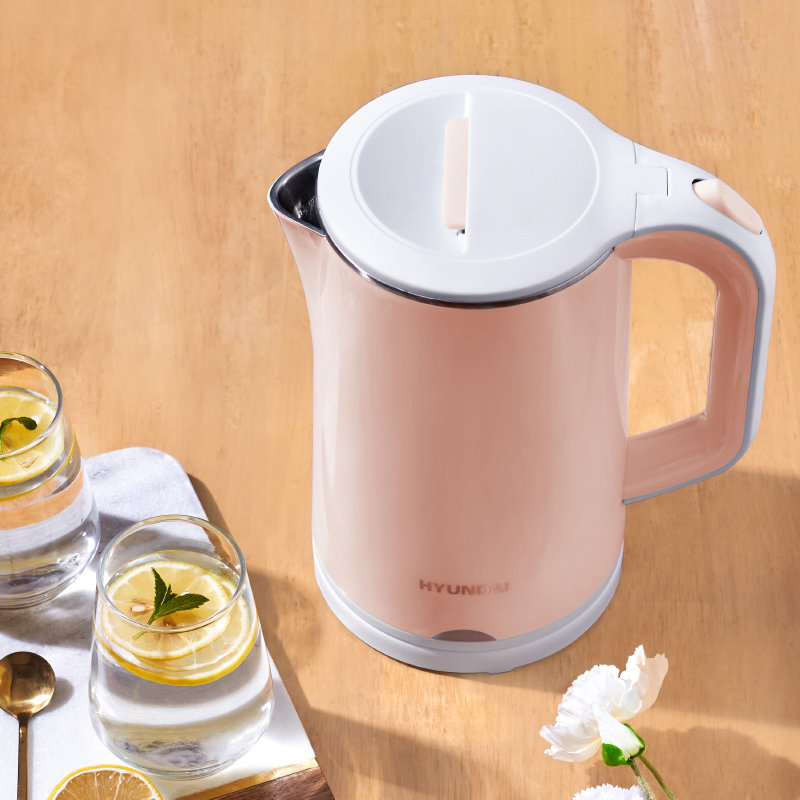 hyundai韩国现代电热水壶18l不锈钢内胆一键保温烧水壶