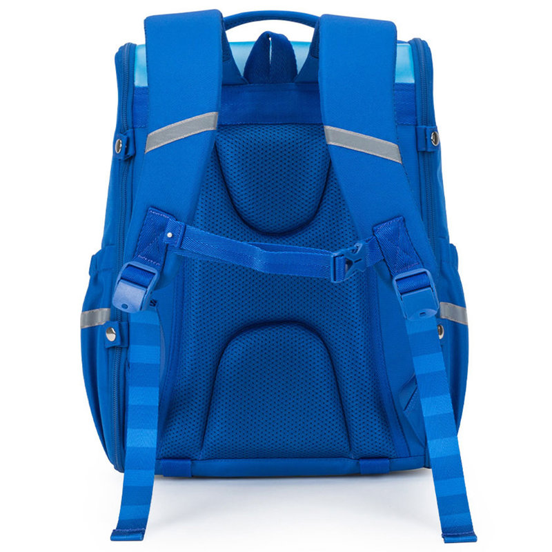 卡拉羊一体式可打开减负护脊书包织物蓝色一体式可打开好清洗