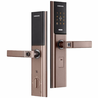 三星SHP-H30电子门锁 三星指纹锁 智能锁 家用防盗锁 火警探测 棕