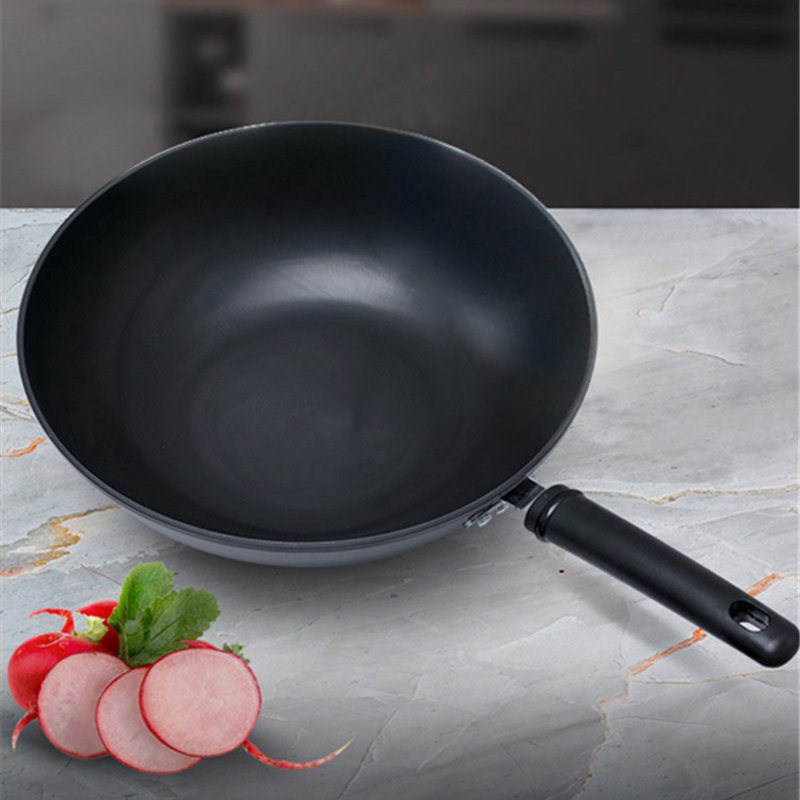 刚博士炒锅耐刮耐磨无涂层少油烟电磁炉燃气煤气灶明火通用32cm惠巧不
