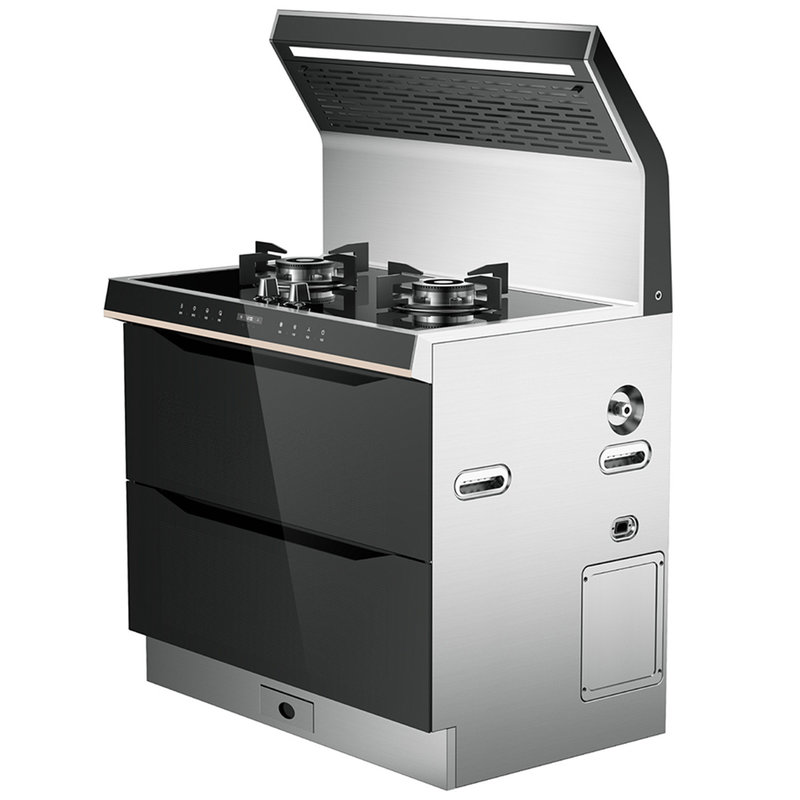 火星人jjztq3bx家用钢化玻璃台面消毒侧吸下排烟集成灶