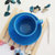 萌可陶瓷纯色美式咖啡杯圆形蓝色杯碟2套第5张高清大图