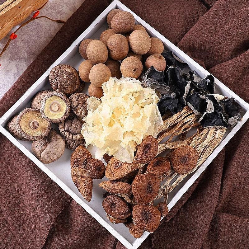 富昌南北干货礼盒970g吉祥如意礼品黑木耳银耳桂圆干香菇茶树